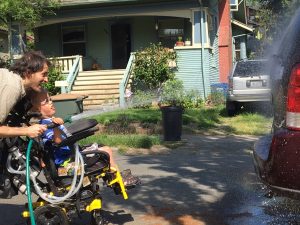 Lucas helped Daddy wash the van on a recent beautiful spring day.